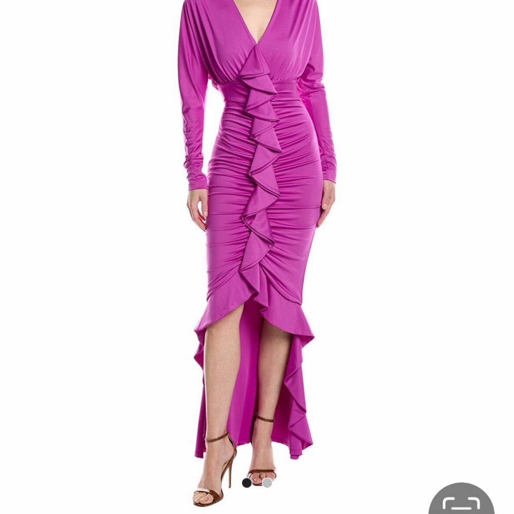 Black Halo. New Elegant Fuchsia High-Low Ruffle Dress